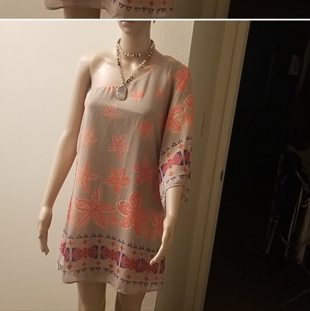 Linen Dress  One-Shoulder Dress Without The Necklace